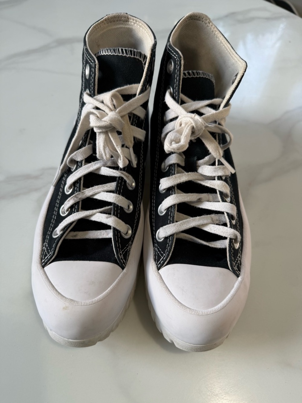 Converse Black & White High-Top Platform Sneakers - Picture 5 of 11